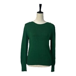 Draper James Sweater Boat Neck Button Shoulder Hunter Green Women’s Size Small